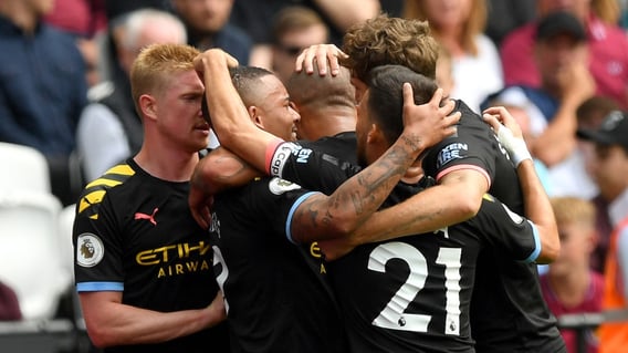 BREAKTHROUGH: City celebrate Gabriel Jesus' opener.