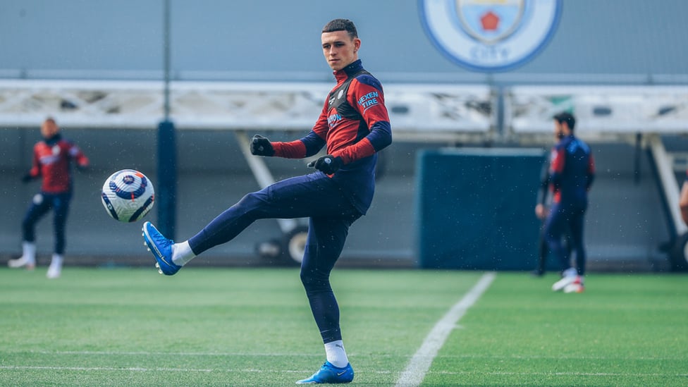 BOY WONDER : Phil Foden testing his immaculate touch in Friday's session.