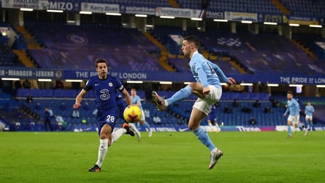 FLYING FODEN: Phil Foden plucks an aerial ball out of the sky