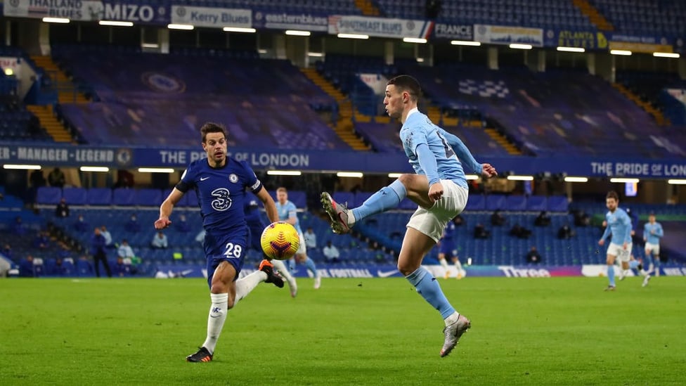 FLYING FODEN: Phil plucks an aerial ball out of the sky