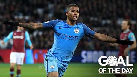 GABRIEL JESUS: Celebrates his goal against the Hammers