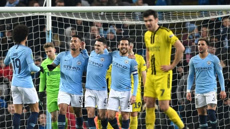 PHIL YOUR BOOTS: Phil Foden celebrates after finding the target