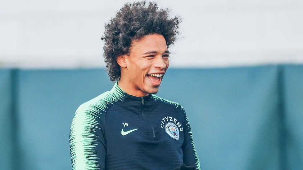 THAT FRIDAY FEELING : Leroy Sane is all smiles as he looks ahead to the Chelsea clash