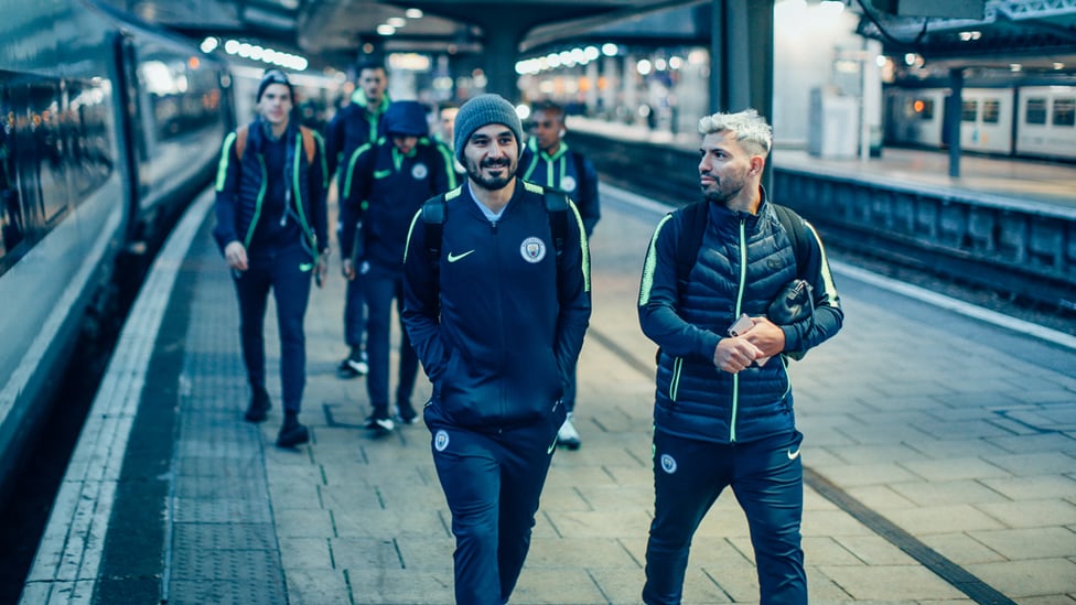 TWO'S COMPANY : Ilkay Gundogan and Sergio Aguero look ready for action