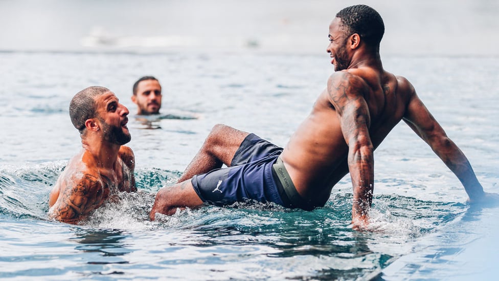 SPLASHING AROUND : Walker tries to launch Sterling!