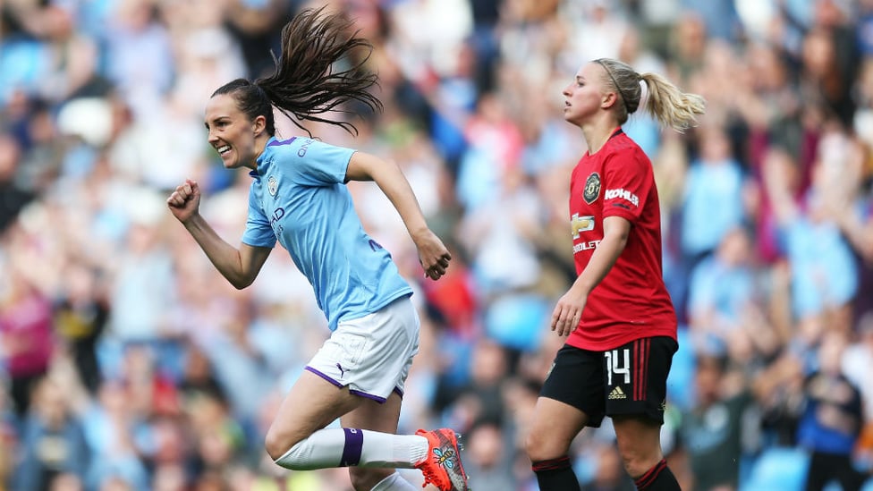 HAIR RAISER! : Caroline Weir can't contain her joy after her stunning strike