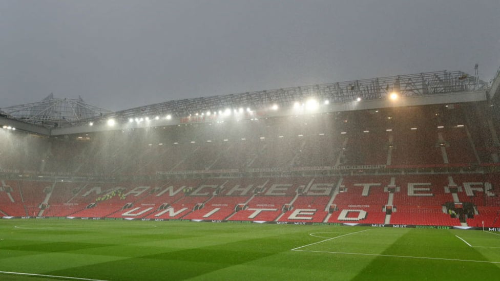 WET, WET, WET : Old Trafford was subjected to a torrential downpour a couple of hours ahead of kick-off