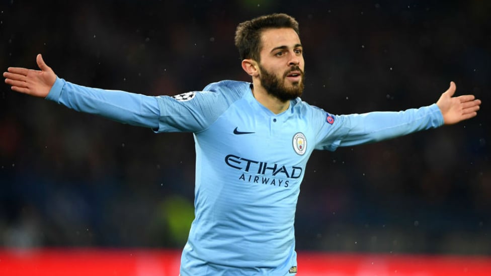 SUDDEN IMPACT : Bernardo Silva celebrates after scoring less than a minute after coming on as a substitute