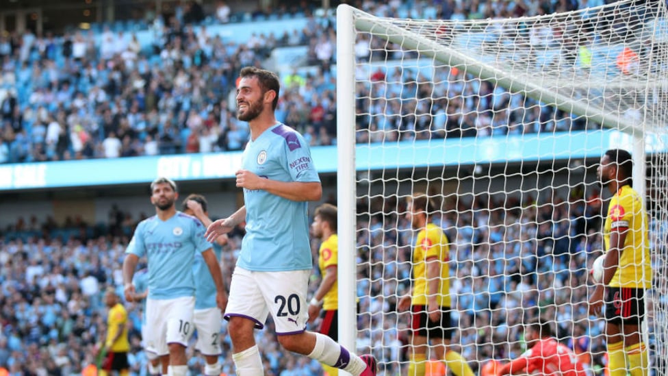 SEVEN UP : Bernardo Silva is all smiles after completing his hat-trick