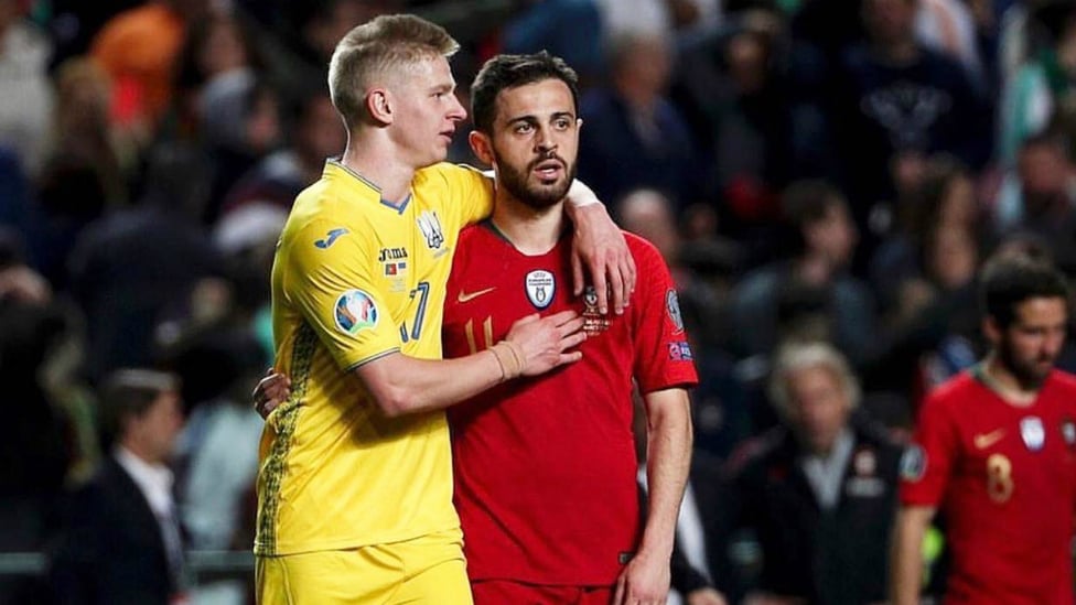 FRIENDLY RIVALS : Oleks Zinchenko and Bernardo Silva both featured as Ukraine and Portugal played out a goalless draw