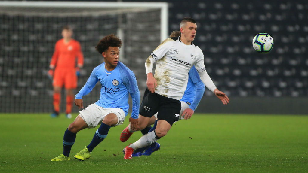 FORWARD MARCH: D'Margio Wright-Phillips in action during City's 2-1 FA Youth Cup fifth round win at Derby