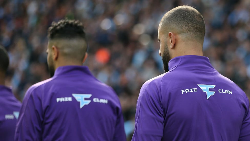 GAME ON : The City squad wore special pre-match jackets with the logo of FaZe Clan, in celebration of our new partnership