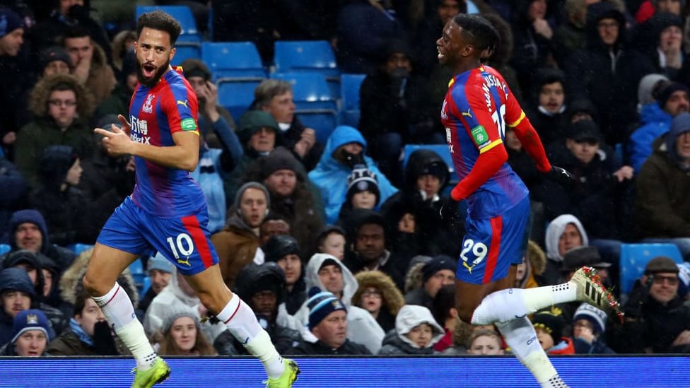 SPANNER IN THE WORKS : Townsend's volley puts Palace ahead before the break.