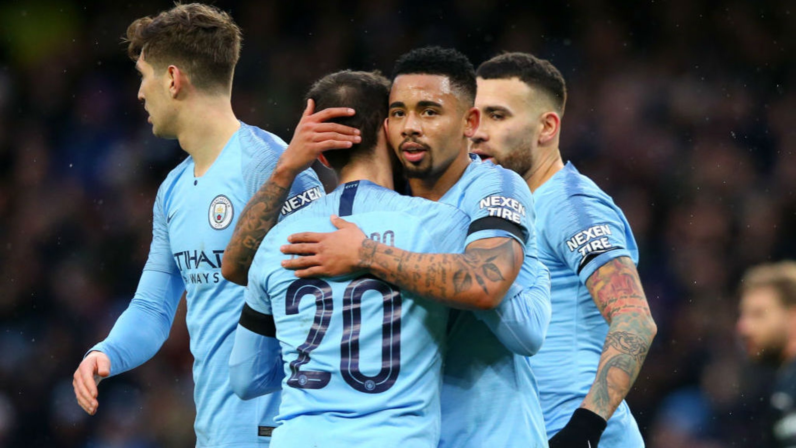 DUO: Bernardo and Gabriel Jesus celebrate out first half goal.