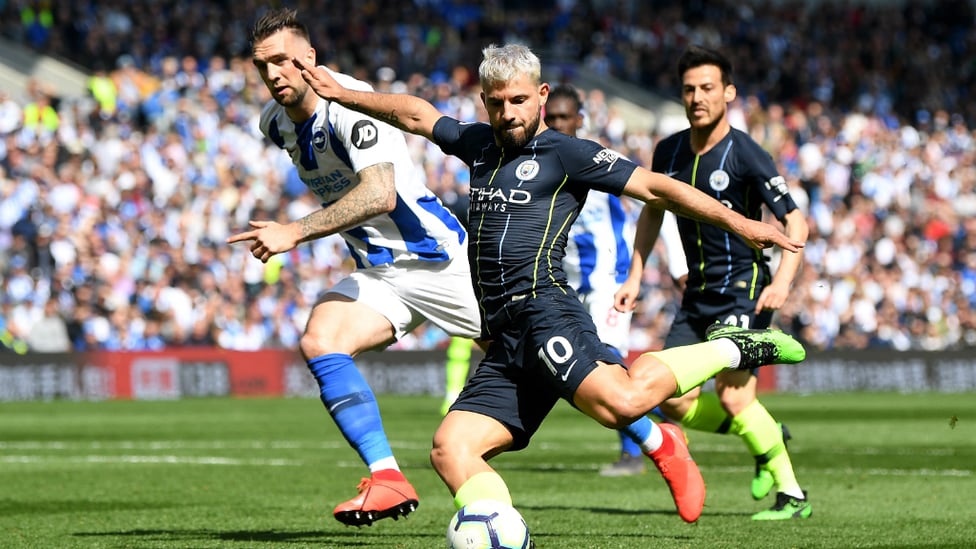 AGUEROOOOO : Our Argentine ace was at the heart of more final day drama, netting a crucial equaliser 83 seconds after Brighton's opener