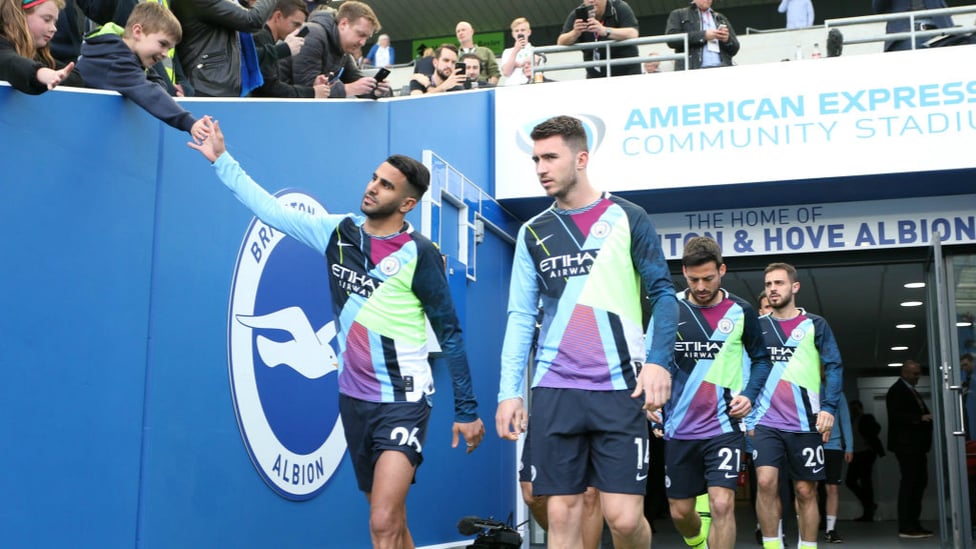 HIGH FIVE : Riyad Mahrez returned to the starting line-up for the final game of the season.