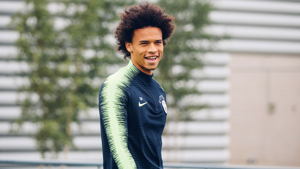 DADDY COOL : Leroy is all smiles at training