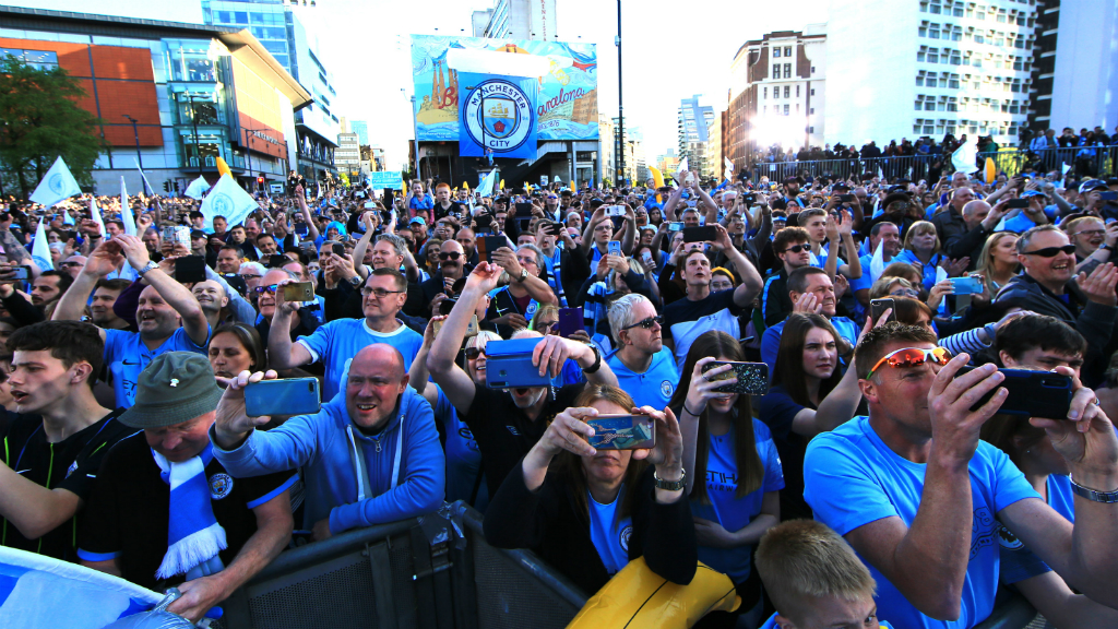 BLUE HORDES : City fans packed the city centre