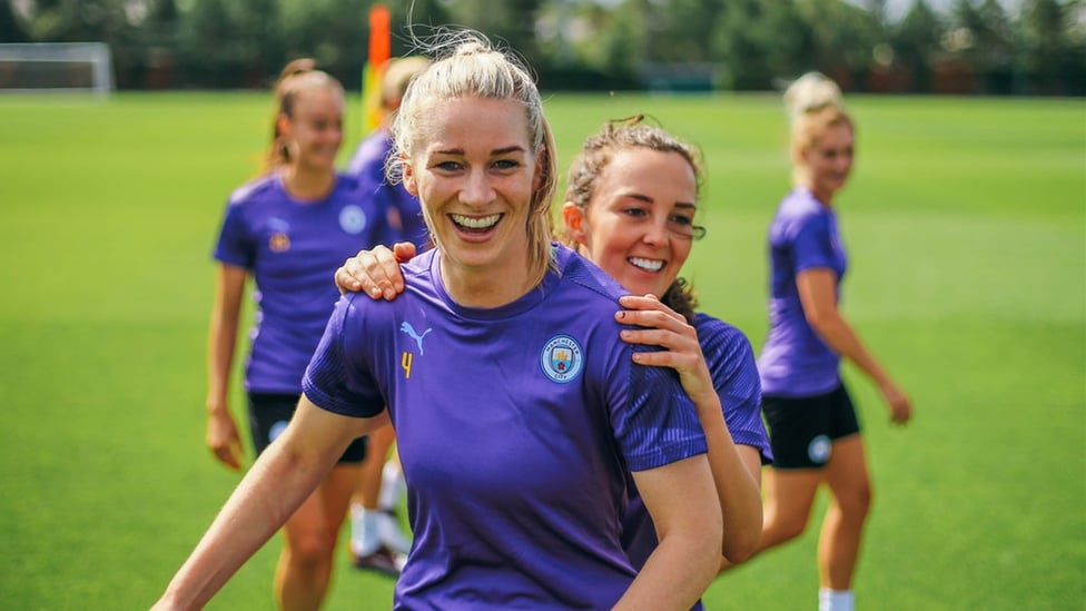 EMPIRE OF THE SUN : City's double cup winners were all smiles in training