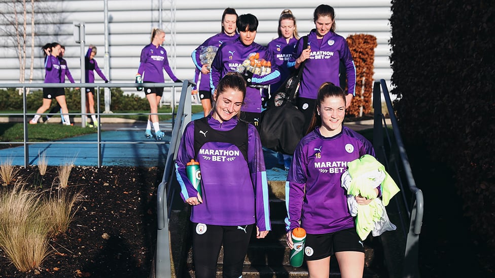 TEAM EFFORT : The squad make their way to the pitch