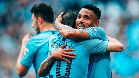 COME HERE: Jesus shares the love with Bernardo after City's fourth