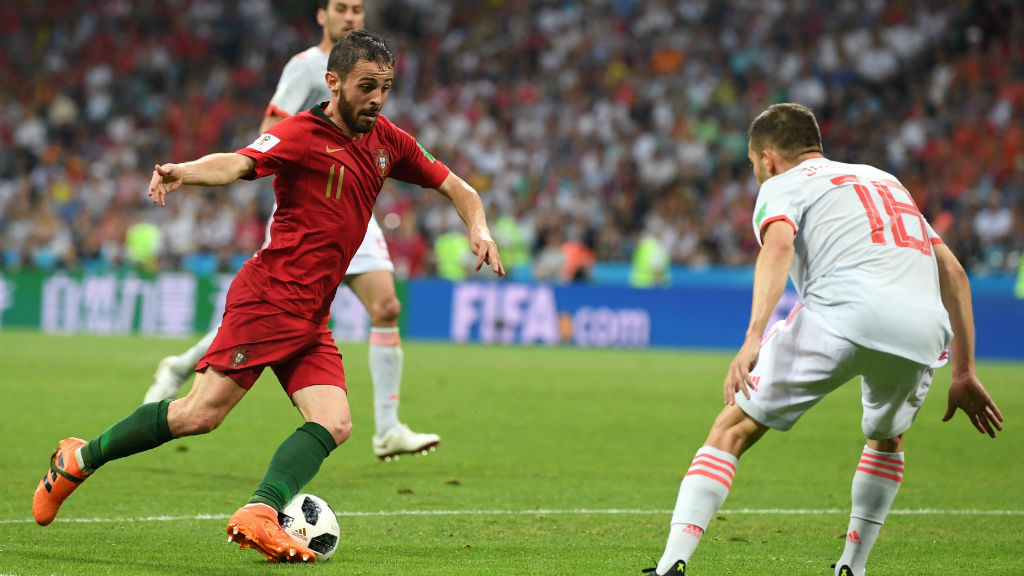 CLOSE CONTROL : Bernardo Silva in action against Spain
