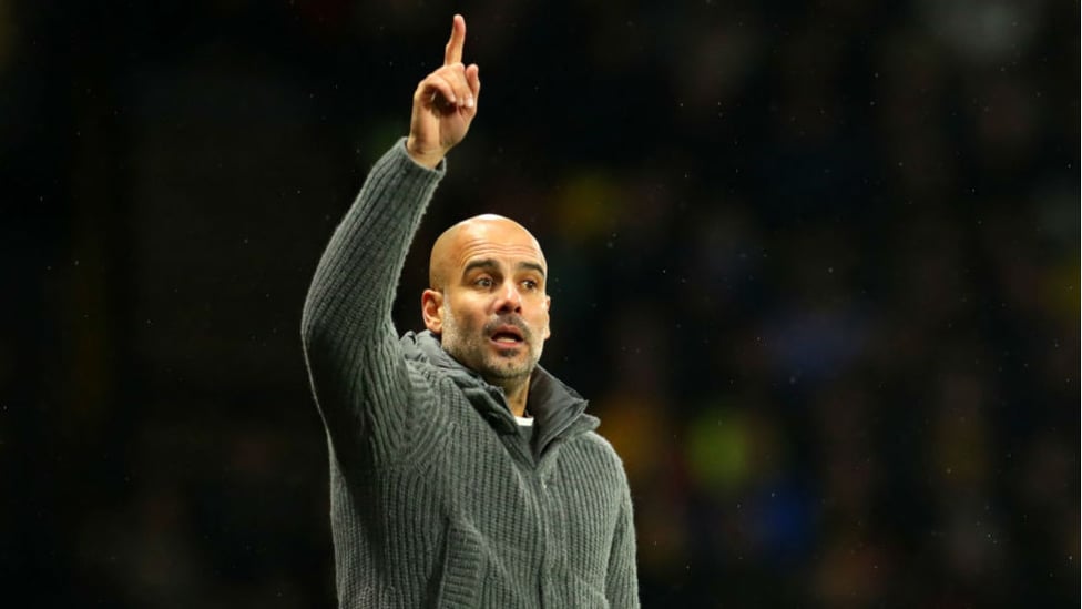 TALKING POINT : Pep Guardiola fires out some instructions to his players