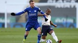 FER-OCIOUS: The skipper gets to the ball ahead of Vardy.