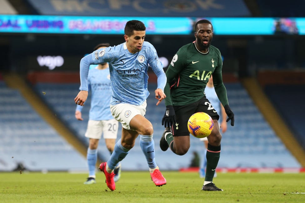 ON THE HUNT : Joao Cancelo makes a trademark burst down the right-hand side.