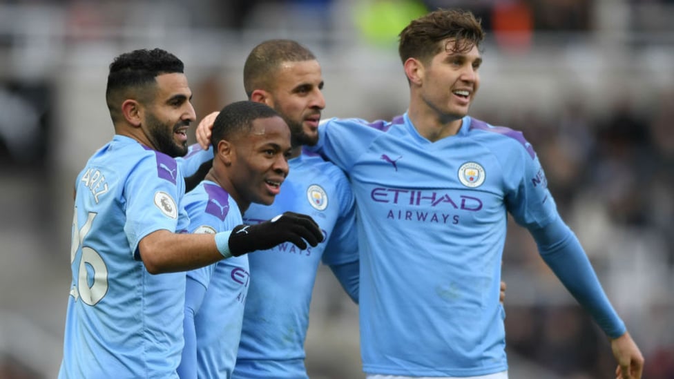 GET IN : The lads congratulate Raheem