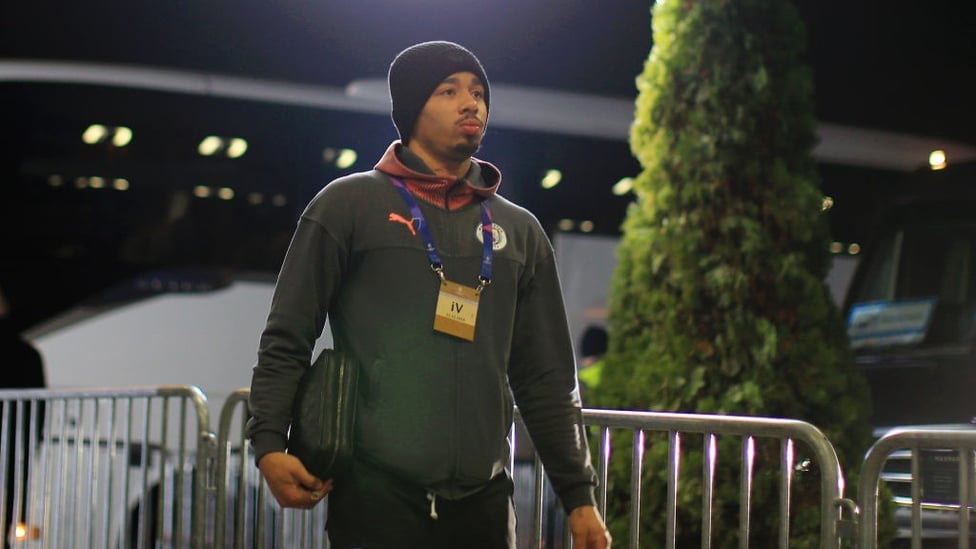 ARRIVAL : Gabriel Jesus heads into Stadion Maksimir.