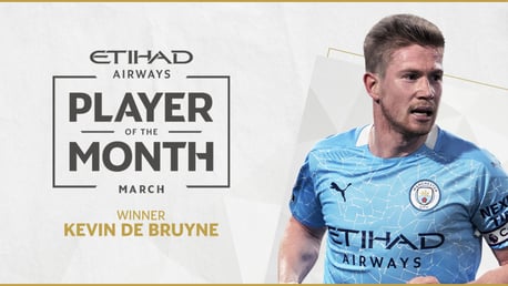 De Bruyne named Etihad Player of the Month