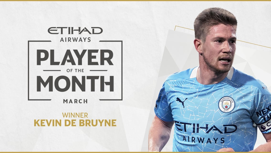 De Bruyne named Etihad Player of the Month