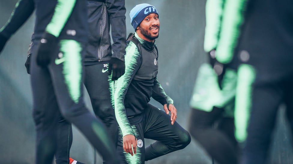 ABSOLUTELY FAB : Fabian Delph limbers up for action