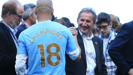 Txiki Begiristain celebrates City's 2017/18 Premier League title win