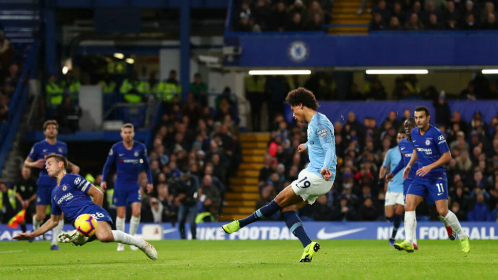 SUPER SANE: Leroy's effort is blocked as City continue to pile on the first-half pressure