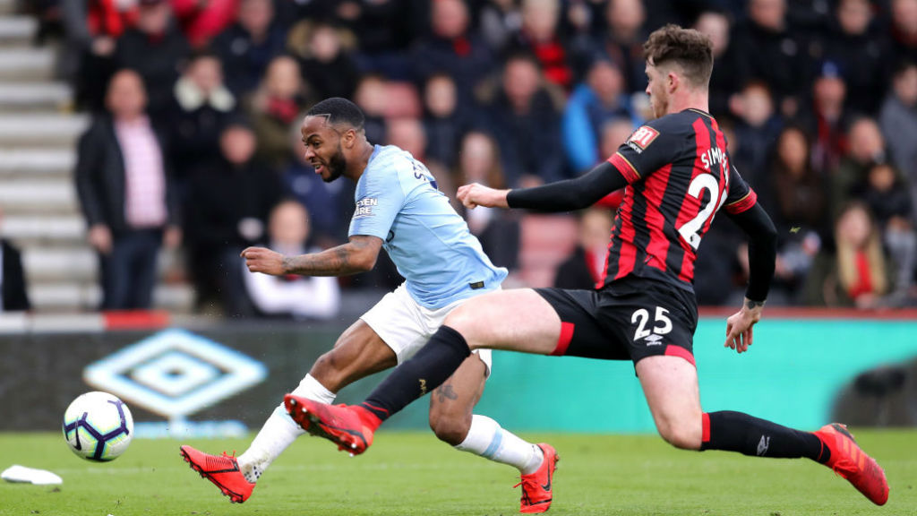STER CRAZY: Raheem almost doubles our lead with a rasping shot