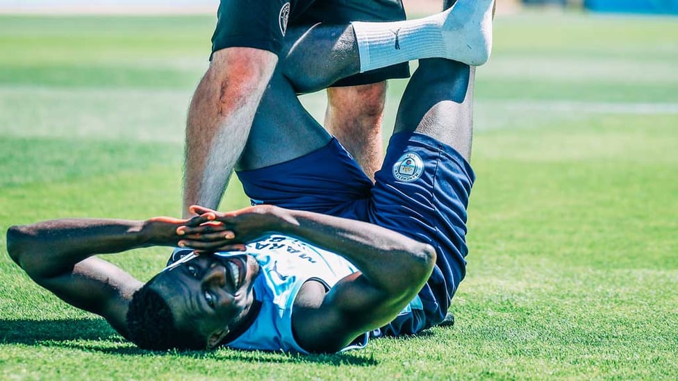 LIMBERING UP: Benjamin Mendy warms to the task