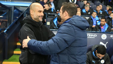 LEGENDS OF THE GAME: Pep Guardiola welcomes Frank Lampard back to his old stomping ground