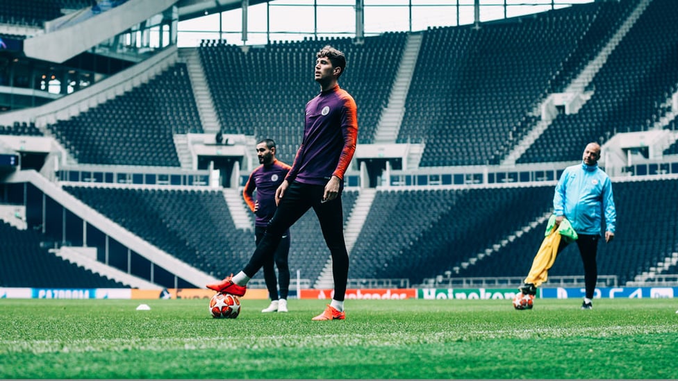 TAKING IT IN : John Stones surveys the surroundings