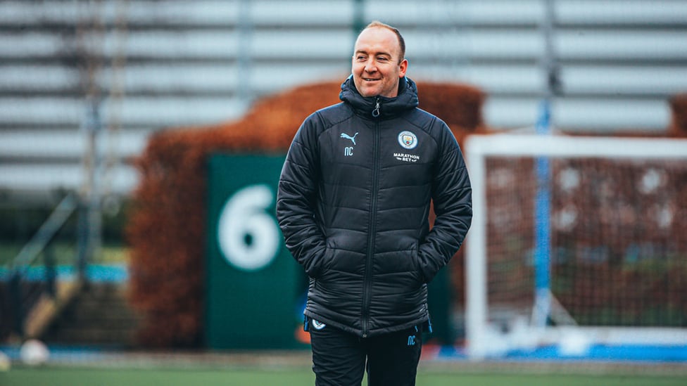 CENTRE OF ATTENTION : For once the focus was on the boss rather than players as Nick Cushing oversaw his last training session in charge