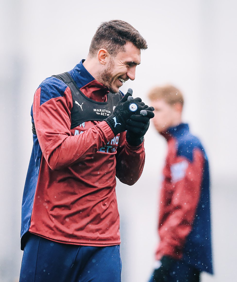 SHINE ON: Aymeric Laporte clearly enjoyed Monday's session!