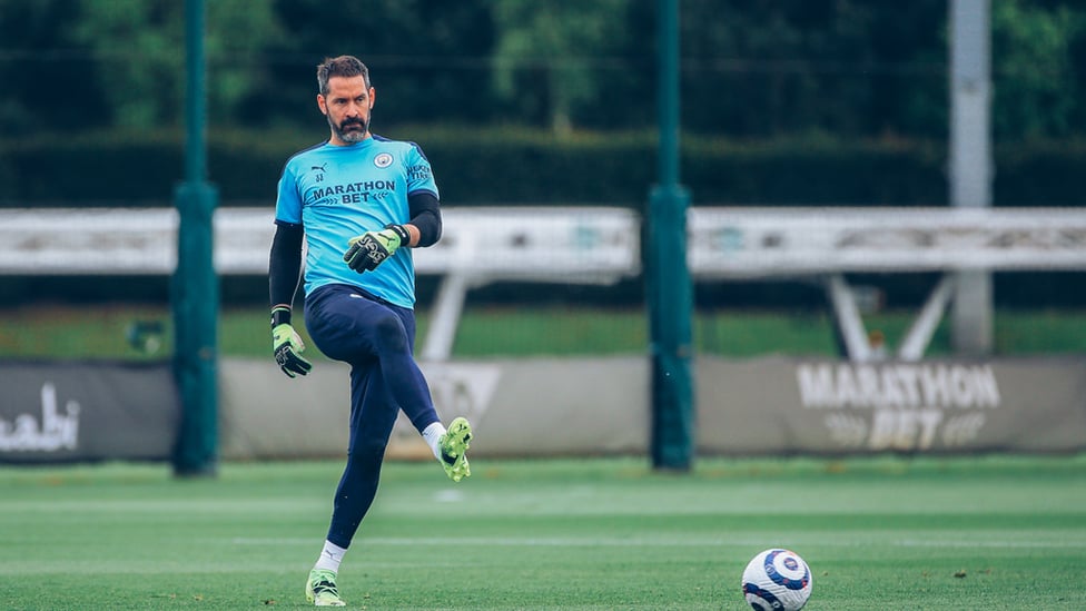 Scott Carson lines up the kicking session...