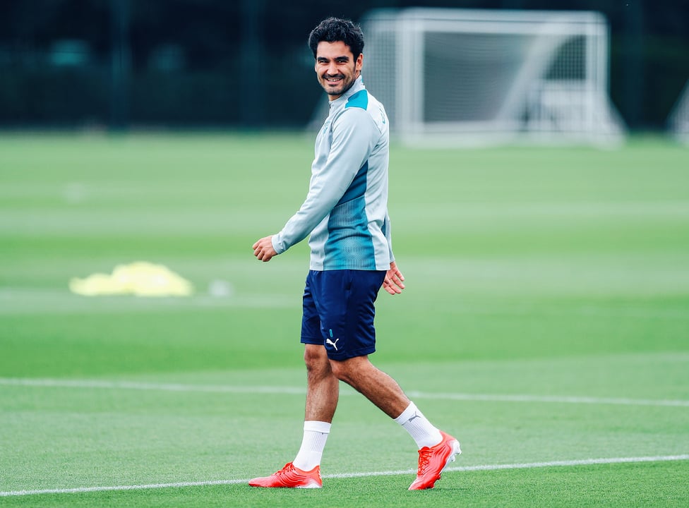 IT'S GOOD TO BE BACK: The smile says it all from Ilkay!