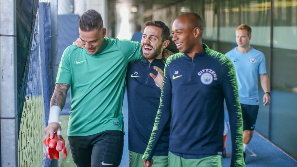 SMILES BETTER : Ederson, Bernardo Silva and Fernandinho have that Friday feeling!