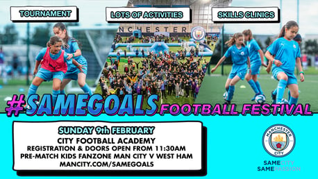 FESTIVAL FUN: As part of our #SameGoals campaign, we are hosting the #SameGoals Football Festival ahead of our men’s Premier League fixture against West Ham on Sunday 9th February!