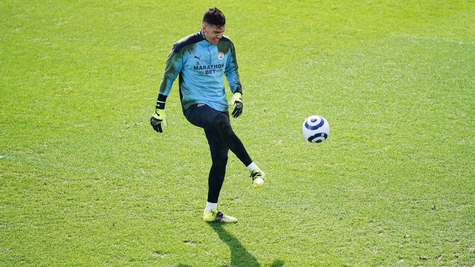 EDERS AND VOLLEYS: Ederson keeps the ball in the air