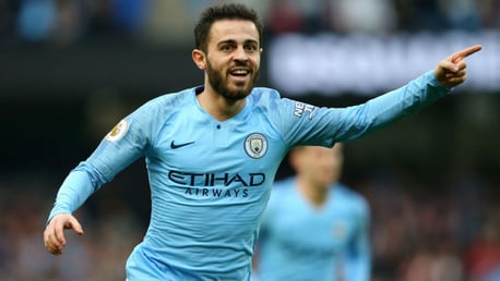 SOLID SILVA: Bernardo celebrates after firing home City's second goal