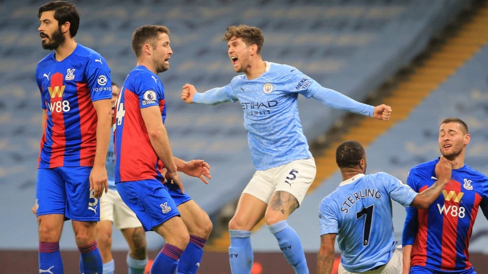 ROAR : The centre-back clearly enjoyed his first Premier League goal for City!