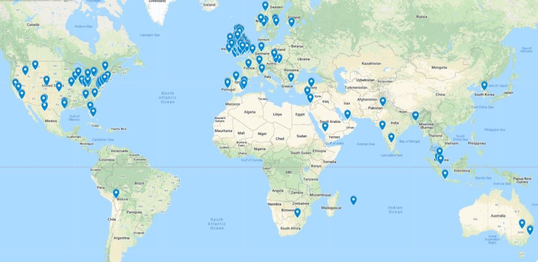 
                        ALL AROUND THE WORLD: The geographical spread of our Blue Run participants stretched around the globe!
                